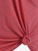 Ensemble de T-Shirt Tunique Noué Découpé de Grande Taille et de Haut à Bretelle - Rose clair 5x | US 30-32