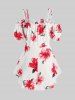 Plus Size & Curve Floral Print Front Tie Cold Shoulder Blouse -  