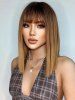 Brown Gradient Color Shoulder Length See Through Bangs Synthetic Wig -  