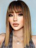 Brown Gradient Color Shoulder Length See Through Bangs Synthetic Wig -  