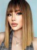 Brown Gradient Color Shoulder Length See Through Bangs Synthetic Wig -  