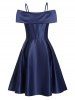 Cold Shoulder Foldover High Waist Party Dress -  