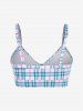 Plus Size Plaid Knot Cutout Padded Top and Skort Tankini Swimsuit -  