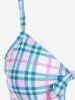 Plus Size Plaid Knot Cutout Padded Top and Skort Tankini Swimsuit -  