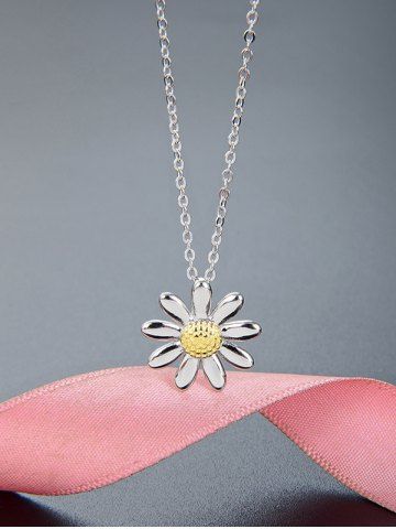 S925 Sliver Sunflower Shape Pendant Necklace - SILVER