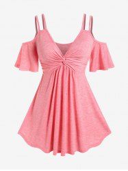 Plus Size Twist Open Shoulder Top -  