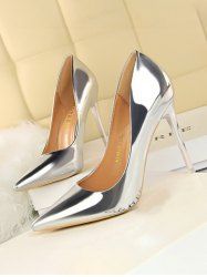 Metallic Stiletto Heel Pointed Toe Pumps -  