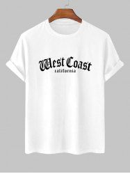 Letter West Coast California Graphic Printed Short Sleeve T-shirt -  