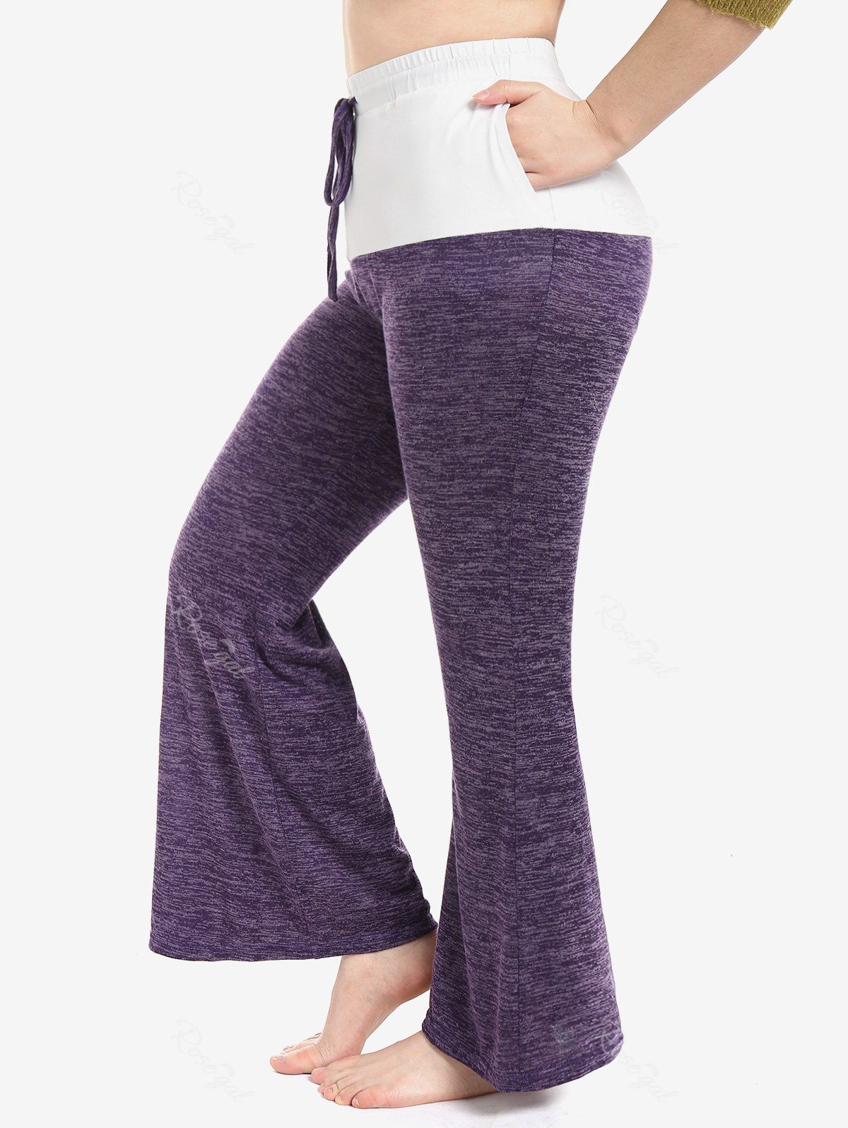 Shop Plus Size Space Dye Colorblock Pull On Flare Pants  