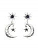 Vintage Diamond Star and Moon Drop Earrings -  