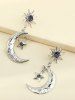 Vintage Diamond Star and Moon Drop Earrings -  
