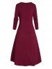 Robe Haute Basse en Couleur Unie à Manches Longues - Rouge foncé S