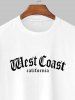 Letter West Coast California Graphic Printed Short Sleeve T-shirt -  