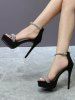 Rhinestones Embellished High Heeled Platform Back Zip Sandals -  