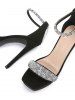 Rhinestones Embellished High Heeled Platform Back Zip Sandals -  