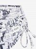 Gothic Dog Head Newspaper Print Cinched Ruched Tankini Swimwear -  