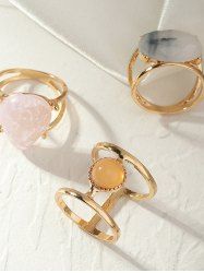 3Pcs Vintage Inlaid Colorful Resin Rings -  