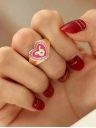 Bague Manchette Motif Cœur Taureau pour la Saint-Valentin Style Vintage - Rose clair 