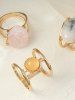 3Pcs Vintage Inlaid Colorful Resin Rings -  