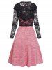 Heather Empire Wast A Line Mini Cami Dress And Flower Lace Tied Front Long Sleeve Hooded Top Set -  