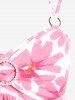 Plus Size Backless Crisscross O-rings Flower Handkerchief Tank Top -  