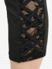 Plus Size Crisscross Strappy Lace Panel Slant Pockets Capri Leggings -  