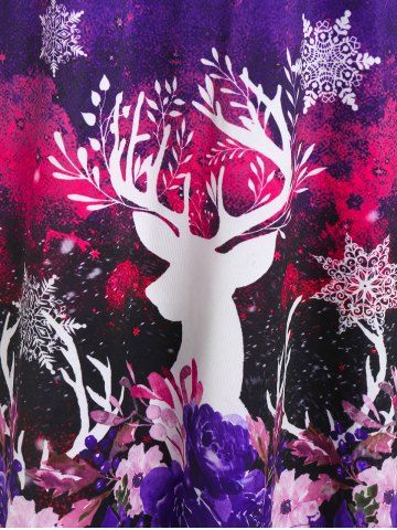 Plus Size Christmas Elk Snowflake Lace Up A Line Dress