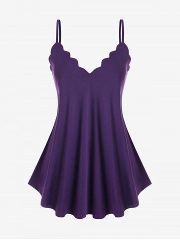 Plus Size Scalloped Swing Cami Top - PURPLE - L | US 12