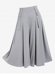 Pantalon Culotte Inclinée Plissé Bouclé Détaillé de Grande Taille avec Poche - Gris M | US 10