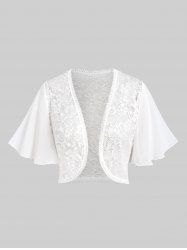 Plus Size Chiffon Butterfly Sleeve Lace Bolero Shrug Tops for Dress -  