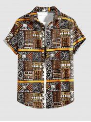 Graphic Print Vintage Short Sleeves Casual Shirt -  