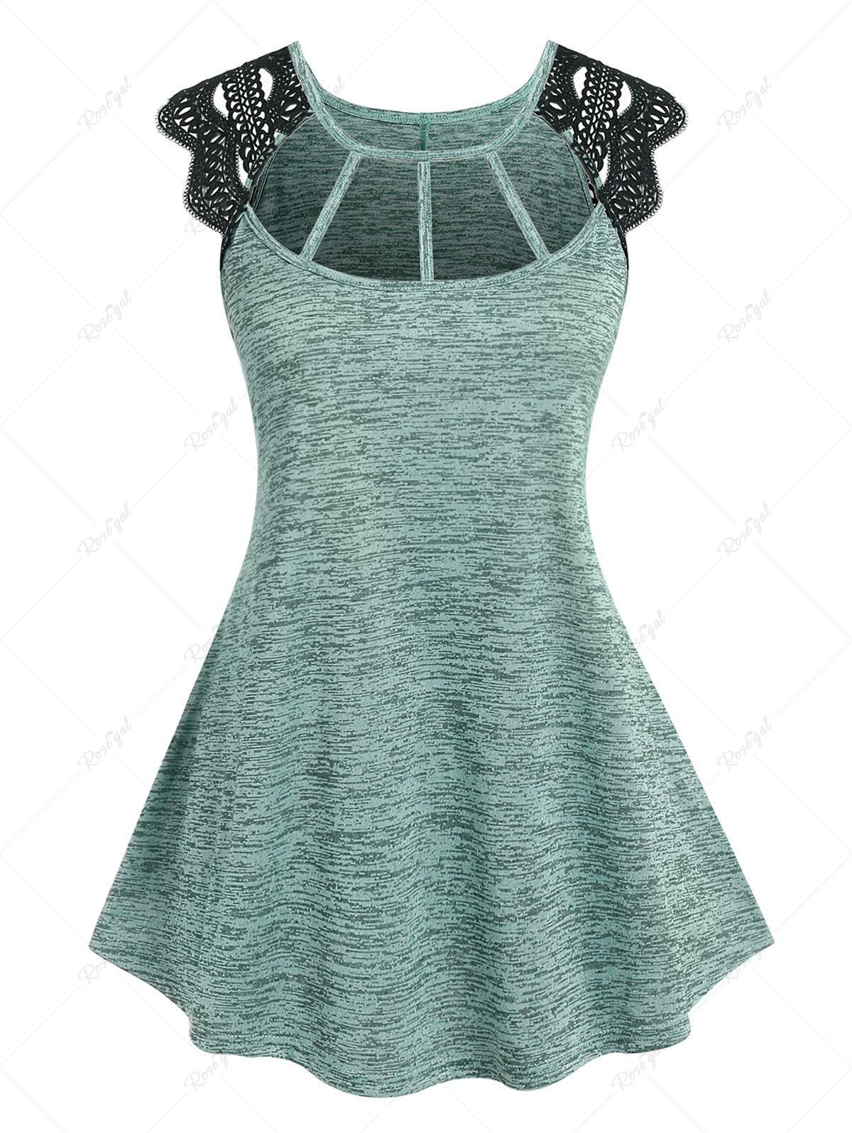 Outfits Plus Size & Curve Caged Cutout Lace Panel Tank Top  