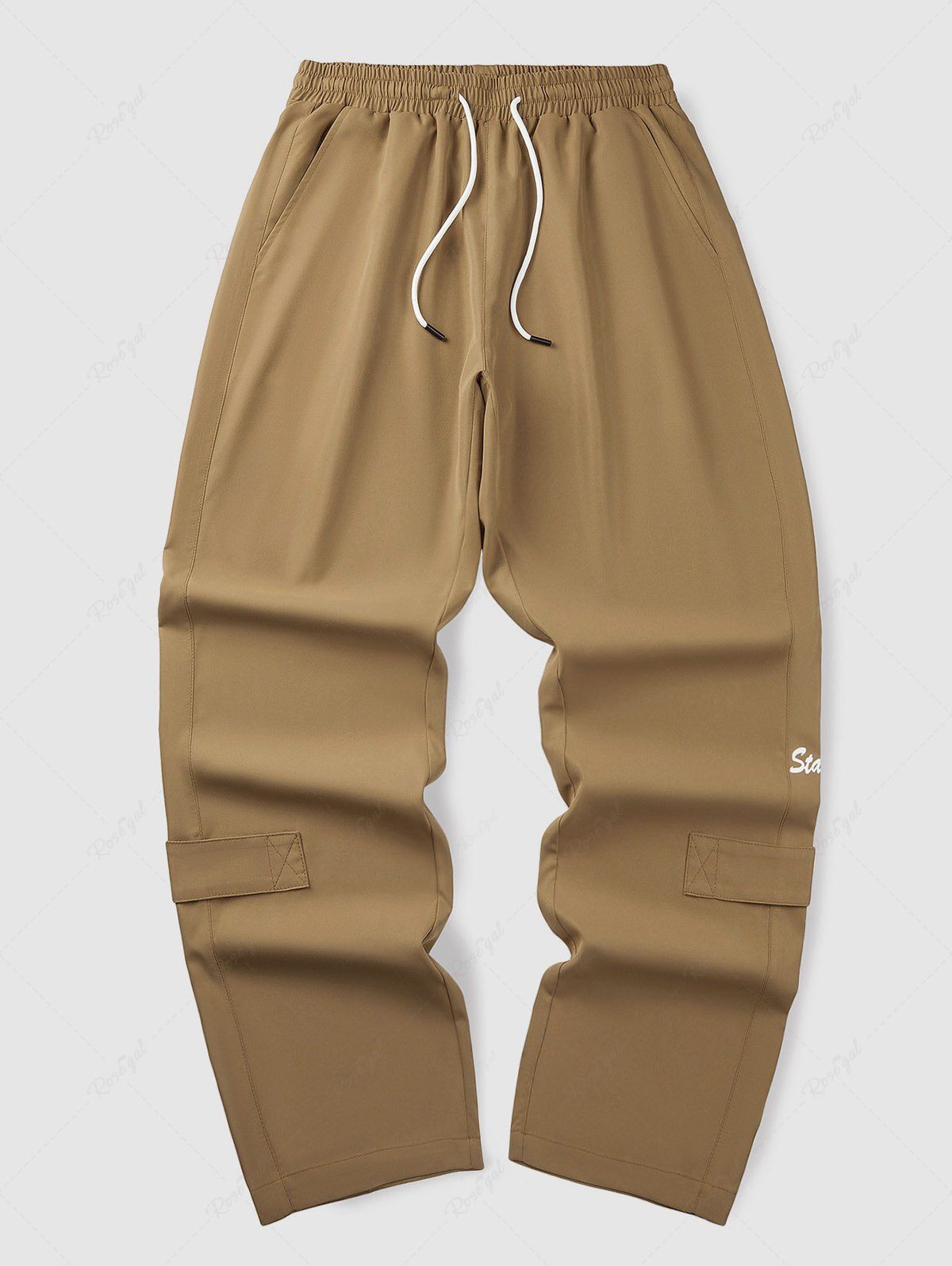 Store Letter Printed Straight Leg Drawstring Casual Pants  