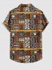 Chemise Décontractée Vintage Graphique Imprimée à Manches Courtes - Brun S