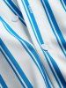 Chemise Motif Rayé à Manches Longues à Ourlet Asymétrique - Bleu clair L