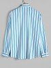 Chemise Motif Rayé à Manches Longues à Ourlet Asymétrique - Bleu clair L