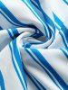 Chemise Motif Rayé à Manches Longues à Ourlet Asymétrique - Bleu clair L