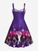 Plus Size Christmas Elk Snowflake Lace Up A Line Dress -  
