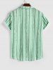 Vertical Striped Short Sleeves Vacation Shirt -  