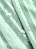 Vertical Striped Short Sleeves Vacation Shirt -  