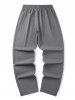 Pantalon Décontracté Droit avec Cordon de Serrage à Imprimé Lettre - Gris S