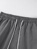 Pantalon Décontracté Droit avec Cordon de Serrage à Imprimé Lettre - Gris S