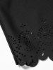 Hollow Out Flower Pattern Plain Color Elastic Waist Swimsuit Boyshorts -  