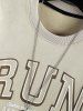 RUN Graphic Pattern Pullover Faux Suede Sweatshirt -  