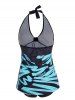 Allover Print Padded Halter Tankini Swimsuit -  