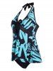 Allover Print Padded Halter Tankini Swimsuit -  