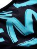 Allover Print Padded Halter Tankini Swimsuit -  