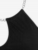 Plus Size Keyhole Cold Shoulder Chains Solid Tee -  