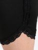 Plus Size Lace Panel Skinny Short Leggings with Pocket -  