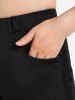 Plus Size Lace Panel Skinny Short Leggings with Pocket -  